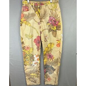 VTG Angelo Marani High Rise Full Print Jeans Womens 46 Leopard Floral 32x30 Pant